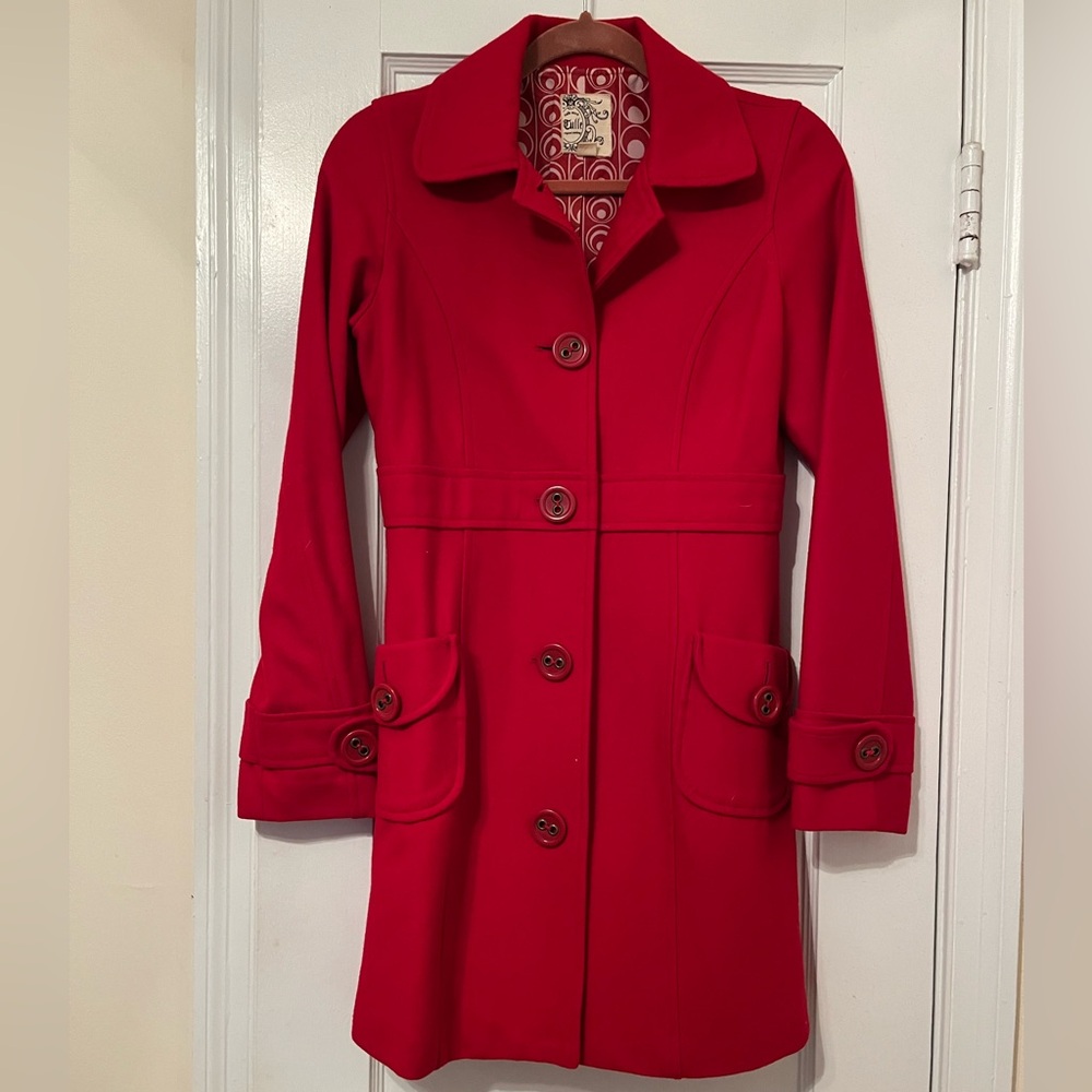 Tulle Red Peacoat
